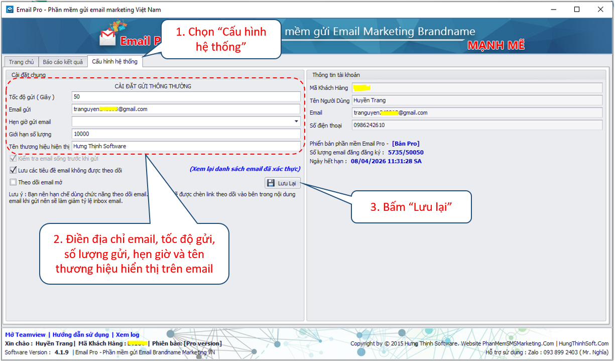 Cấu hình hệ thống - HDSD phần mềm email pro