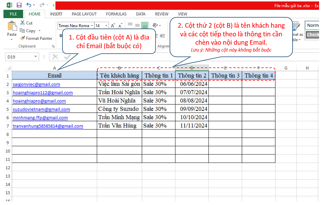 Soạn file excel - HDSD phần mềm email pro