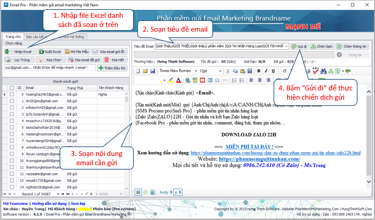 Soạn nội dung mail gửi - HDSD phần mềm Email pro